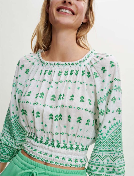 Fully embroidered cotton top - xx - MAJE