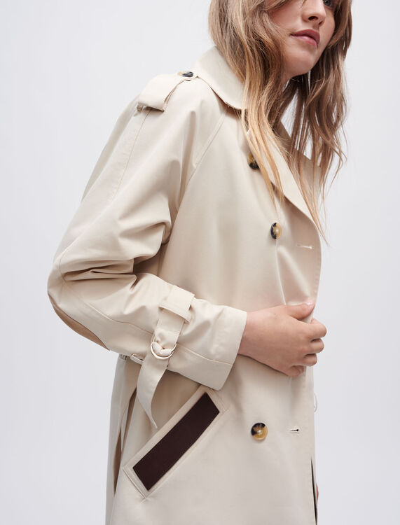 Trench coat with smocking at the back - Long coats - MAJE