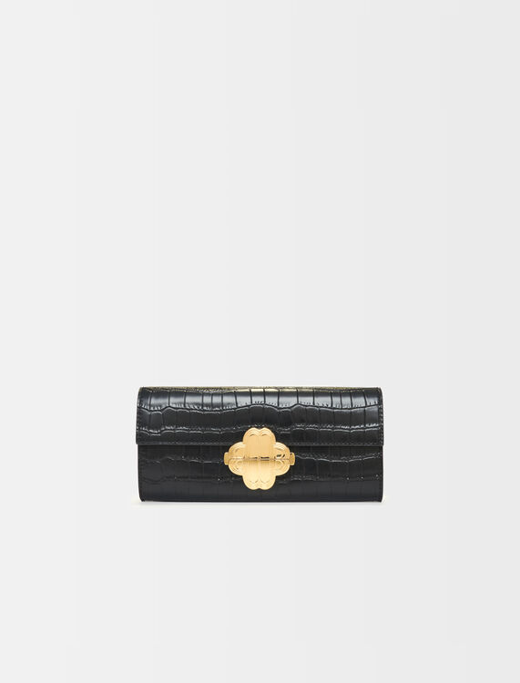 Croc-effect embossed leather bag - Clover bags - MAJE