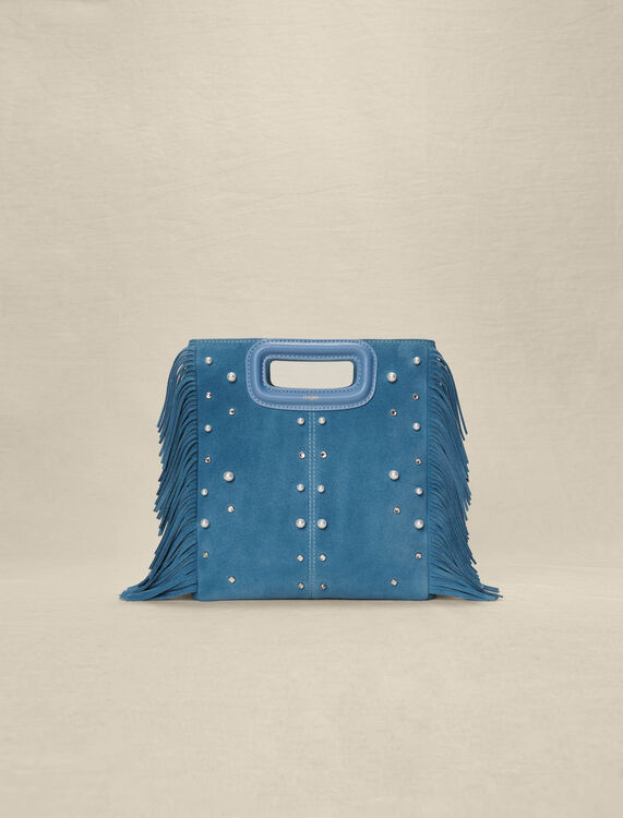 Studded leather M bag with fringing - M bags - MAJE