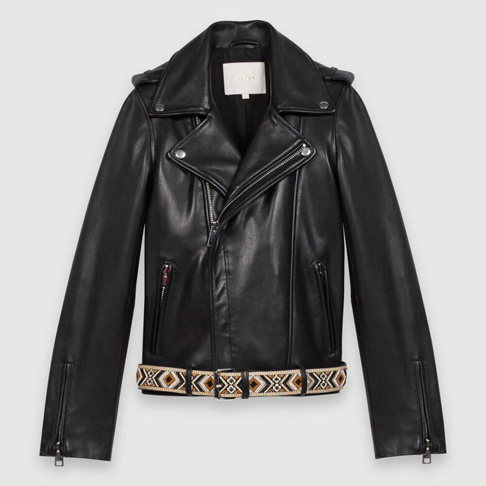 220BOCELITO Leather jacket with boho details