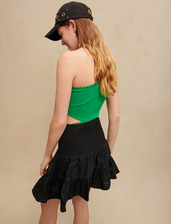 Short skirt with smocking and ruffles - Mini skirts - MAJE
