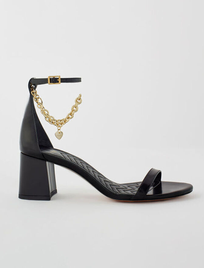120FEVERLOW Medium heel sandals with gold-tone chain - Accessories ...