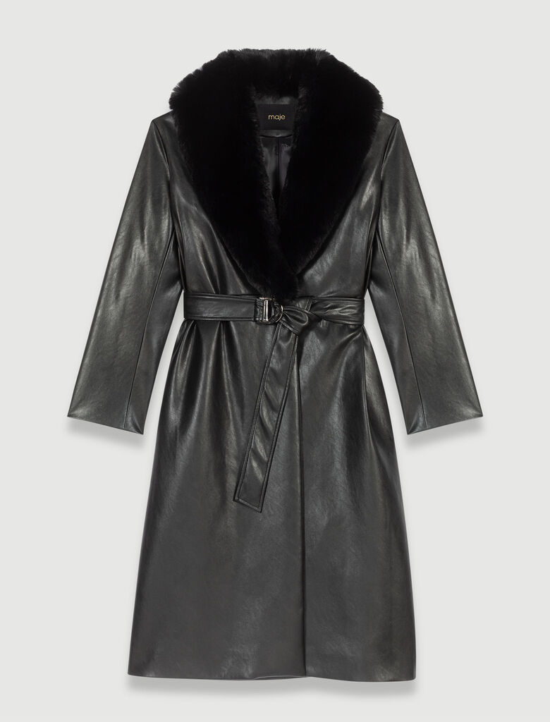 123GALAXYTA Long leather-effect coat