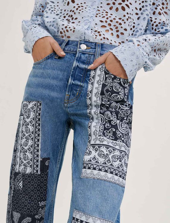 Denim jeans with patches - xx - MAJE
