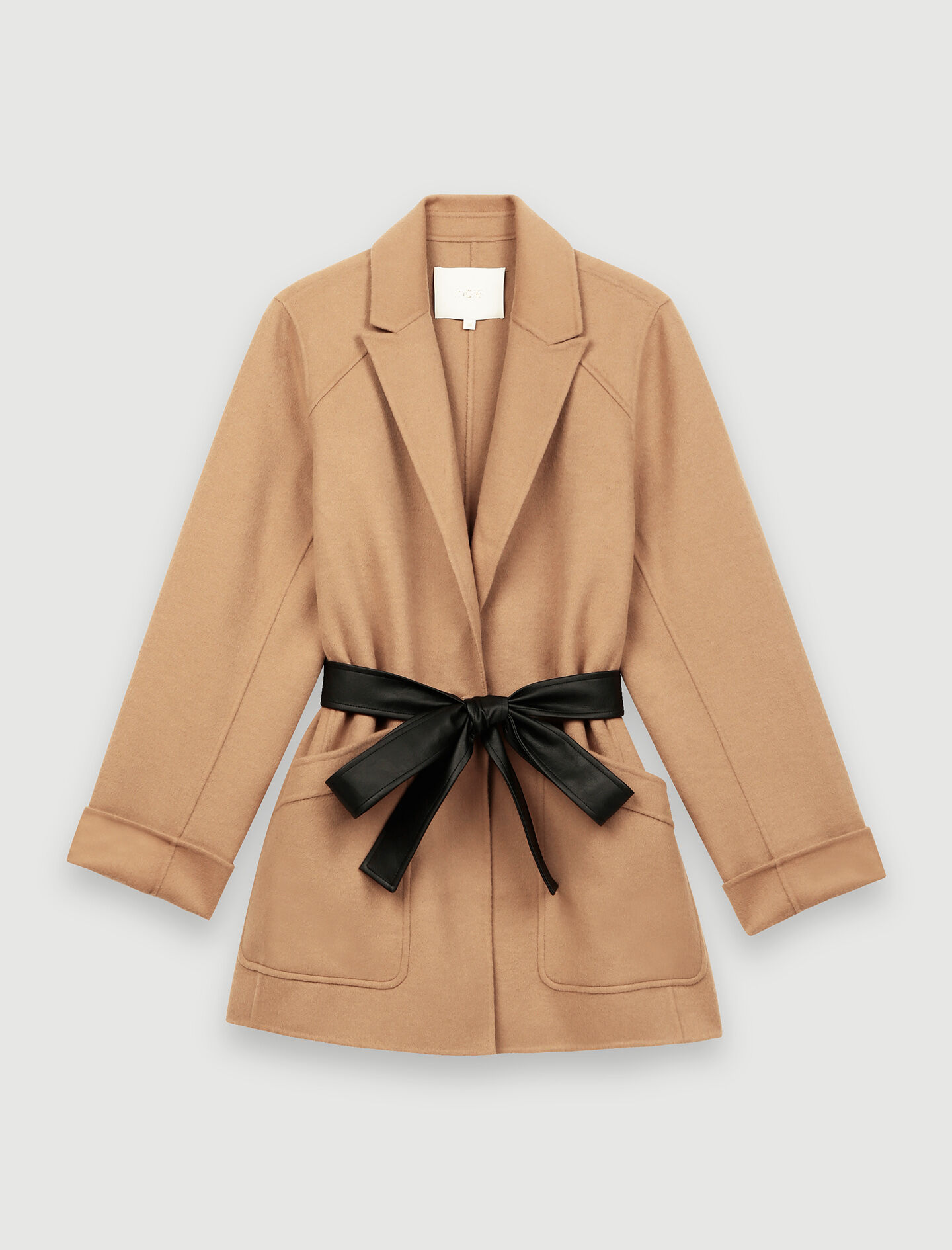 220GWEN Camel belted coat Offline Manteaux Maje