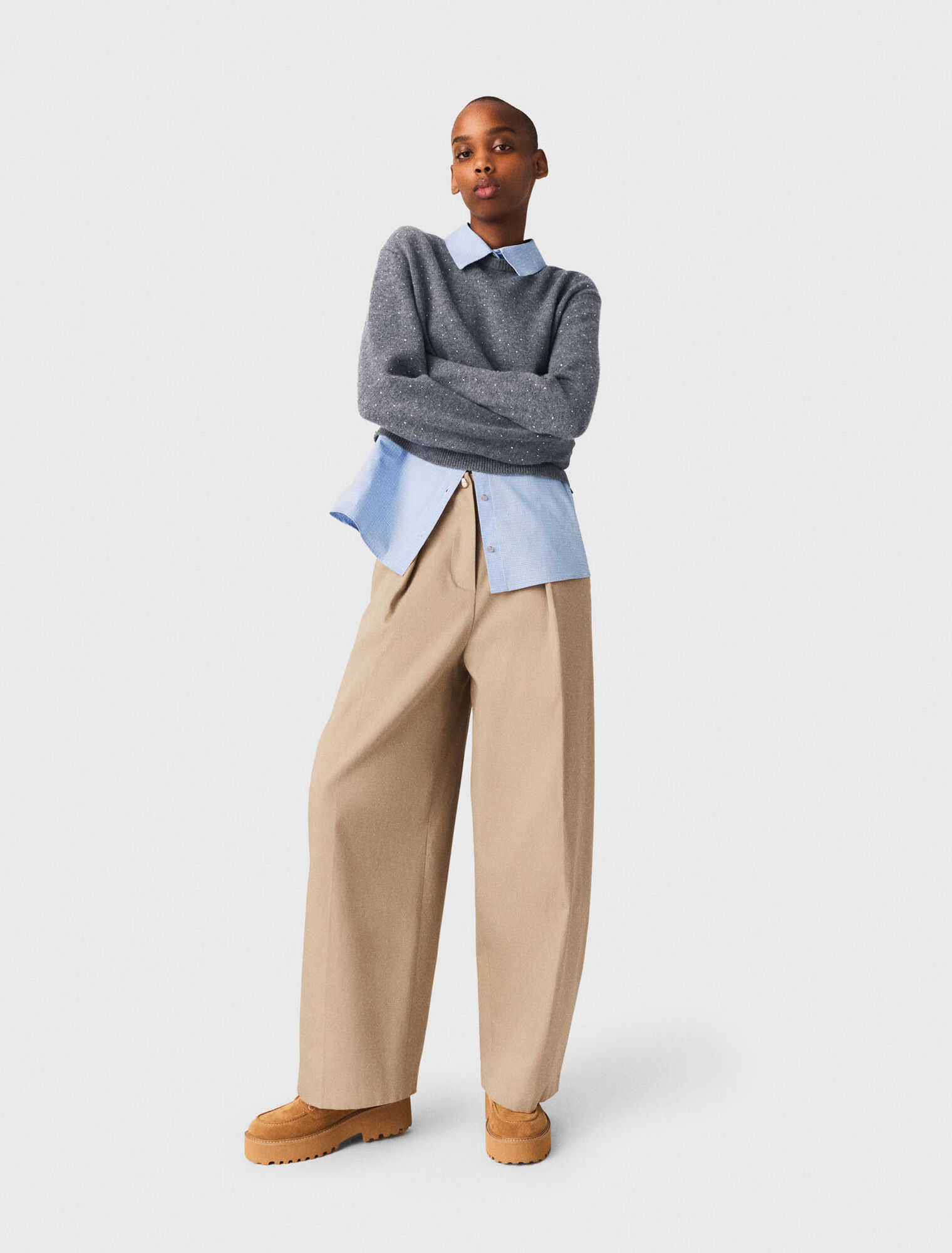 Cotton balloon trousers