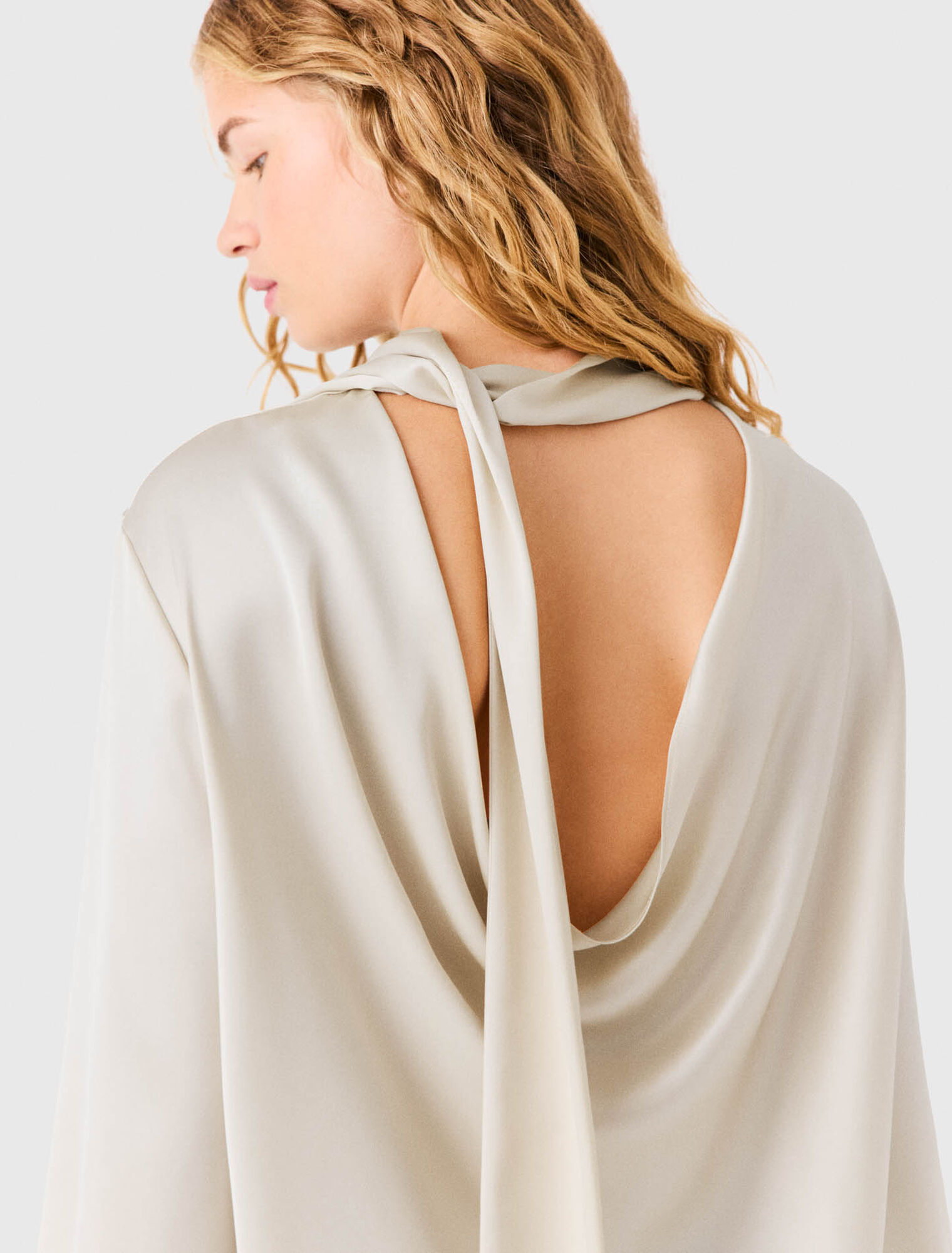 Satin blouse with draped back