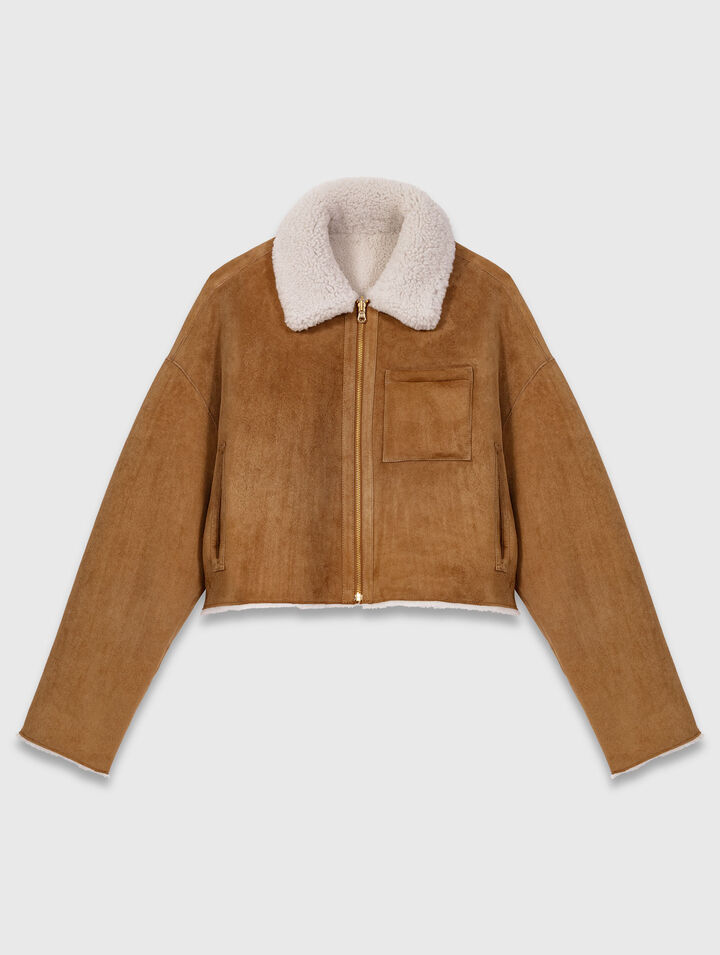 Reversible shearling coat