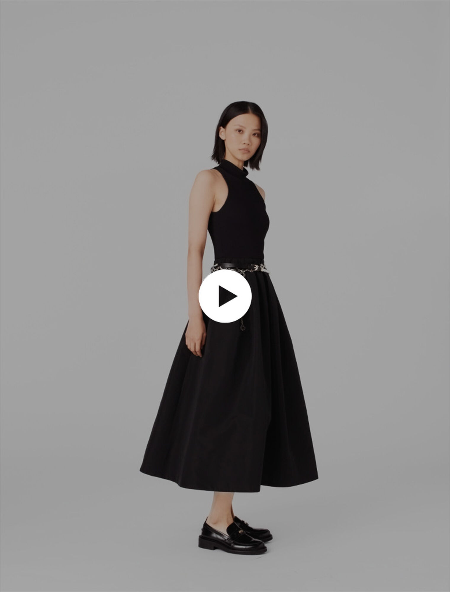 Mixed-material taffeta dress