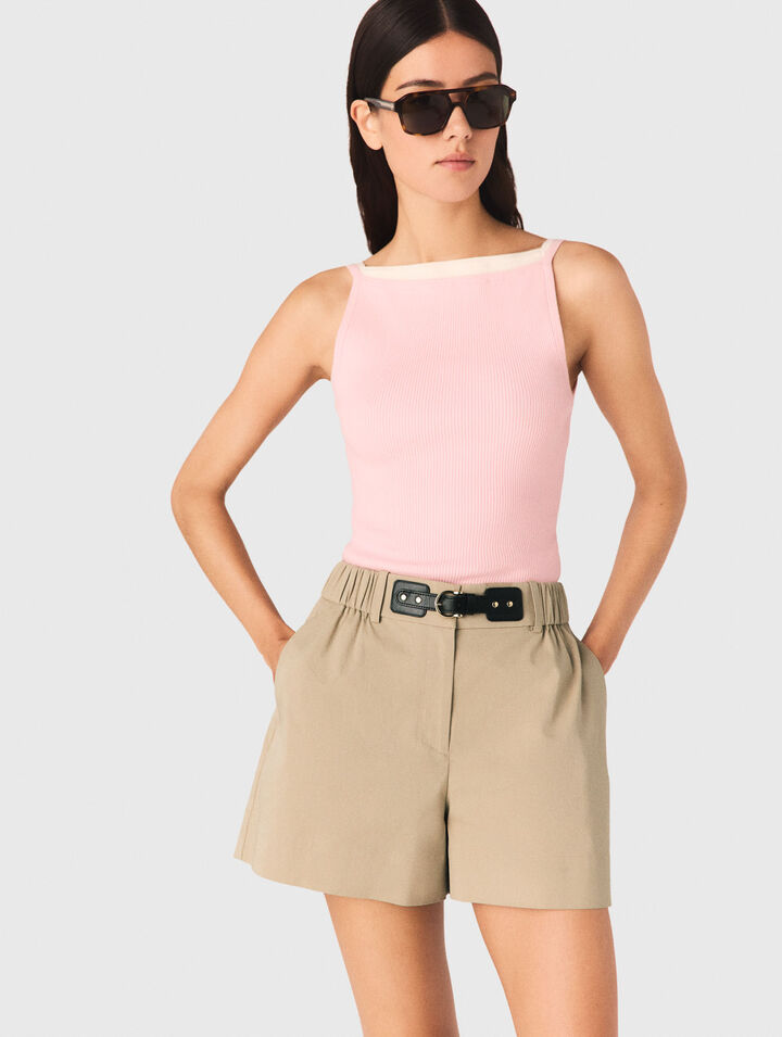 High straight-neck top