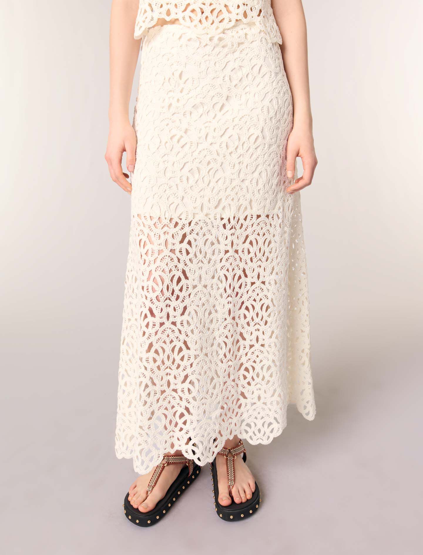 *⑅୨୧ まゆ ୨୧⑅*　1229 Long crochet skirt White for Women | Maje