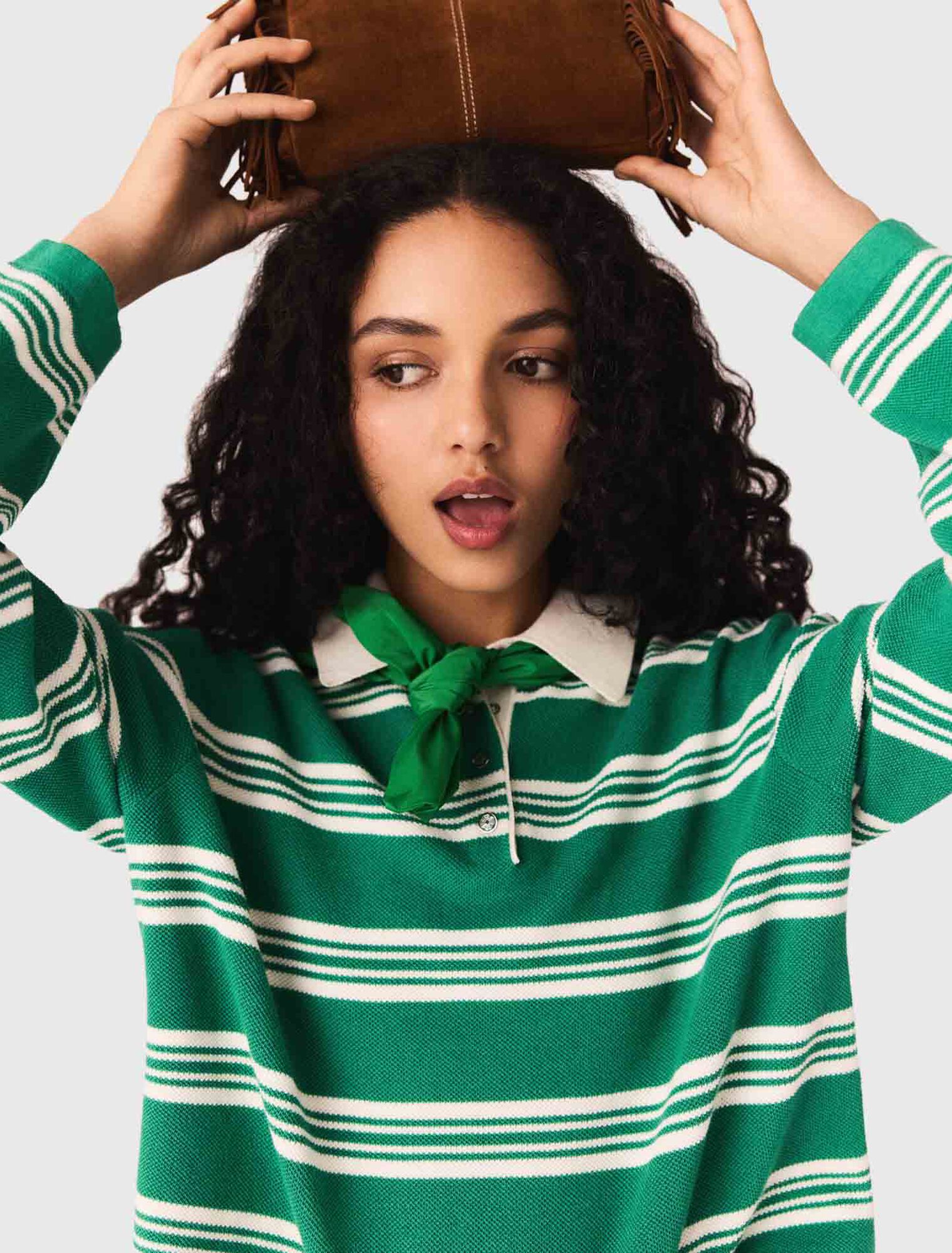 Cropped striped polo jumper