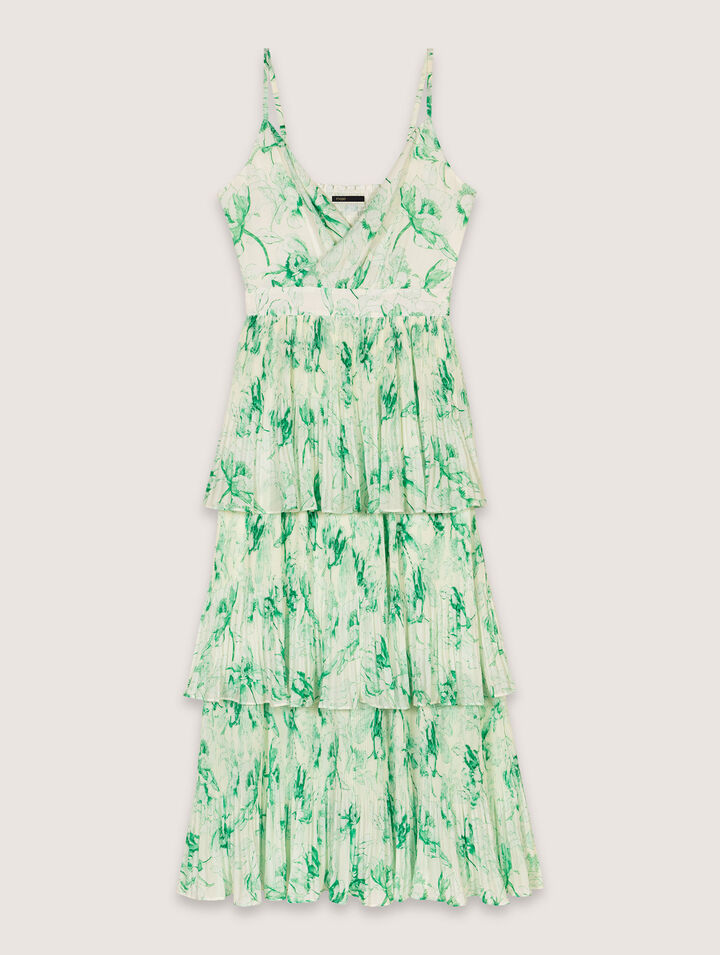 Patterned ruffled maxi dress