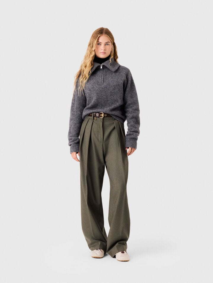 Zip-neck yak jumper