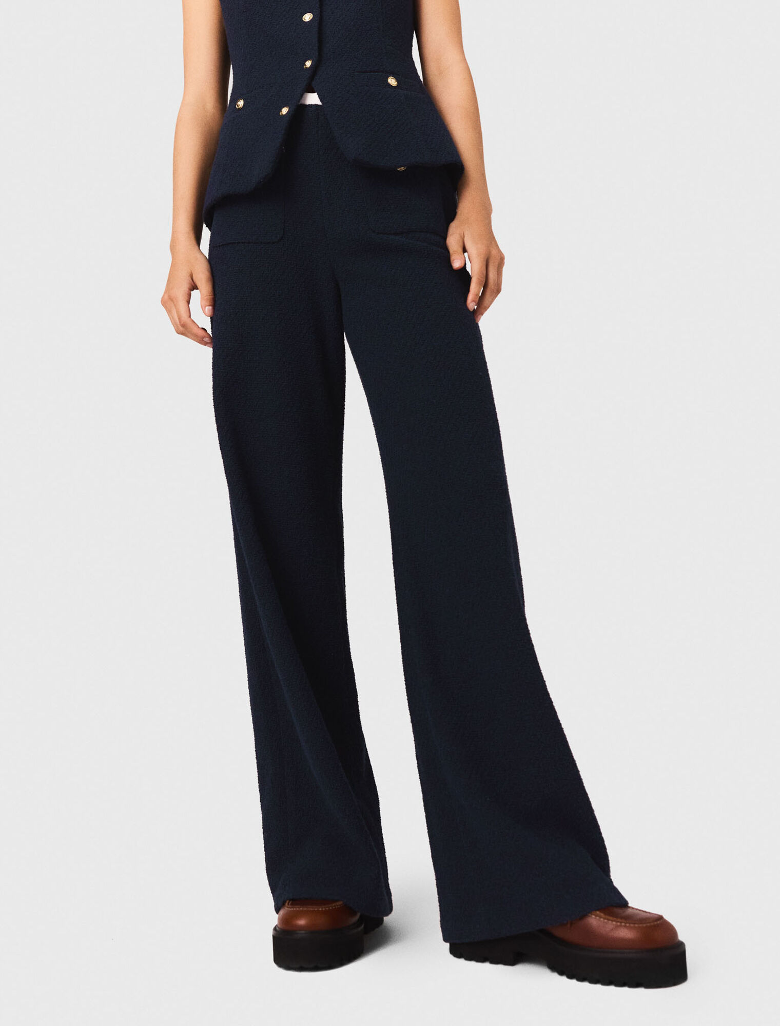 Straight-leg tweed trousers