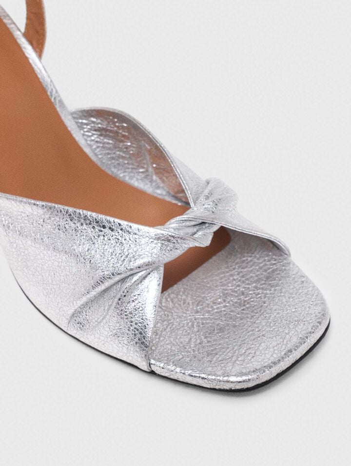 Metallic leather sandals with heels