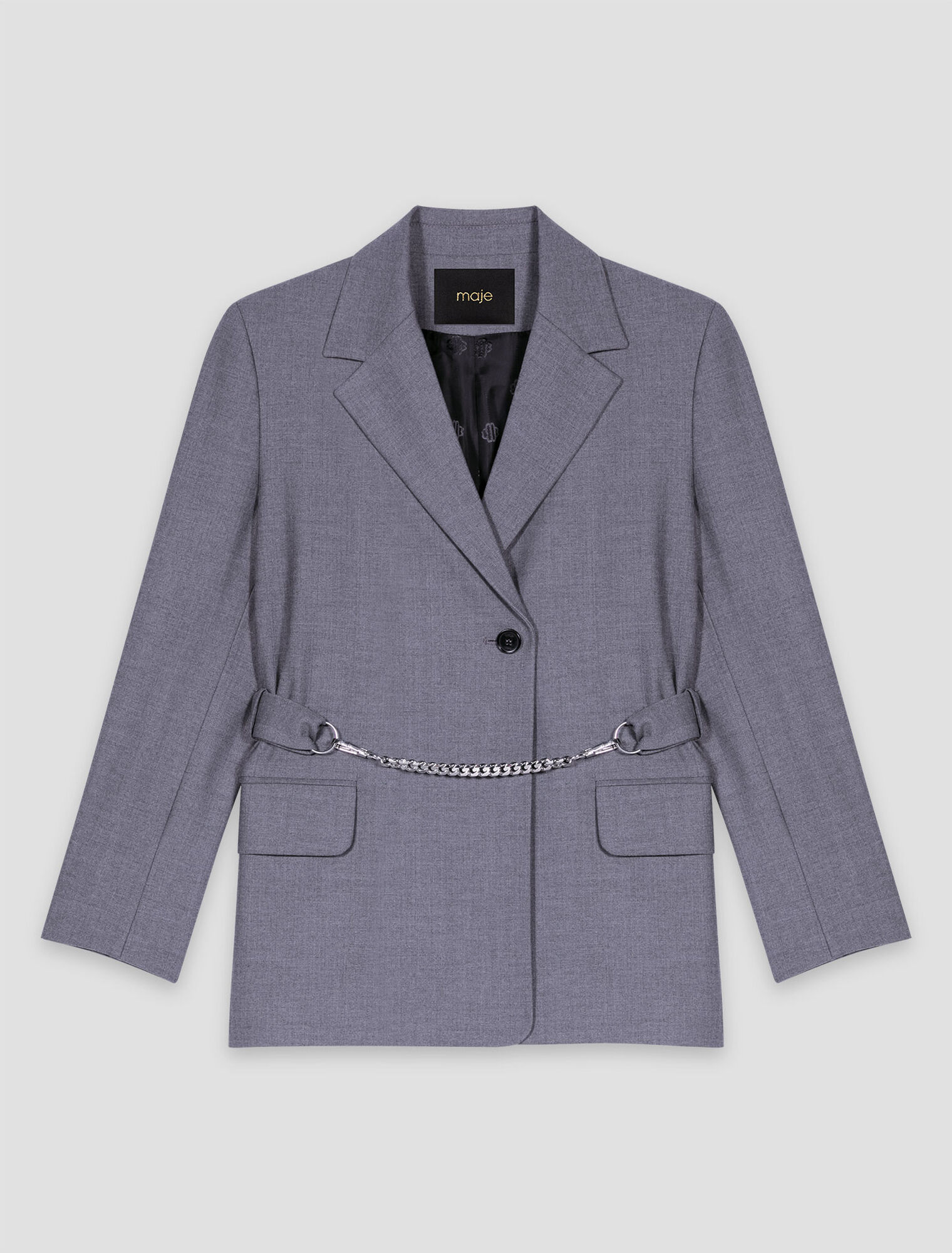 Suit jacket with chain belt