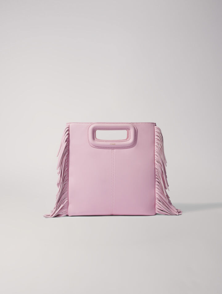 Smooth leather M bag with fringing