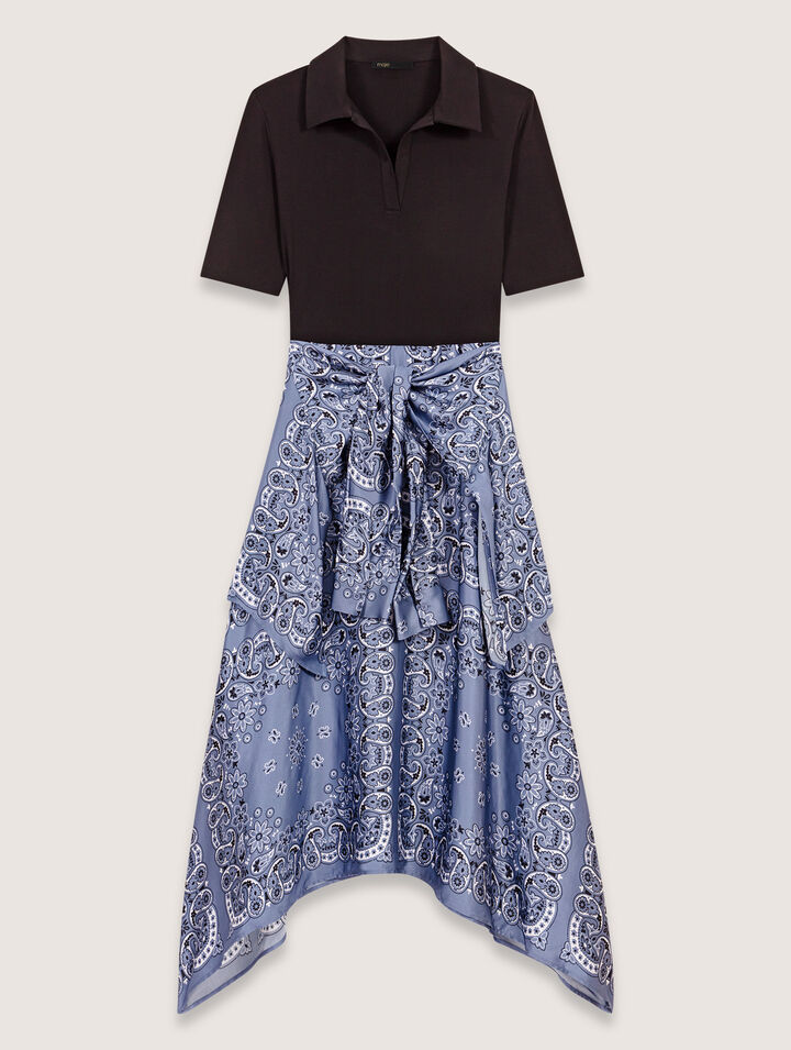 Layered-effect patterned dress