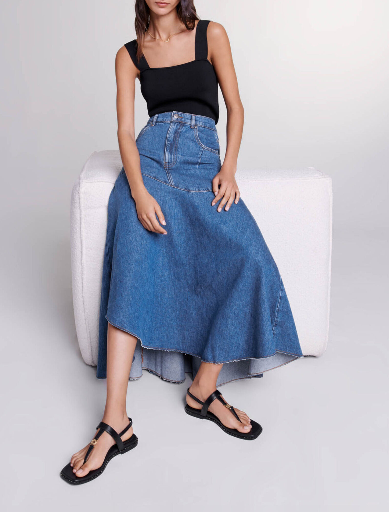 Asymmetrical denim skirt