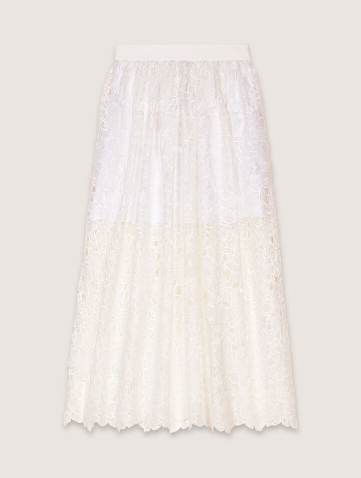 Floral guipure maxi skirt