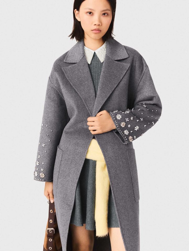Long double-faced rhinestone coat