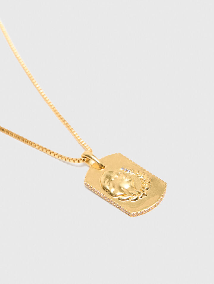 Zodiac sign plaque necklace