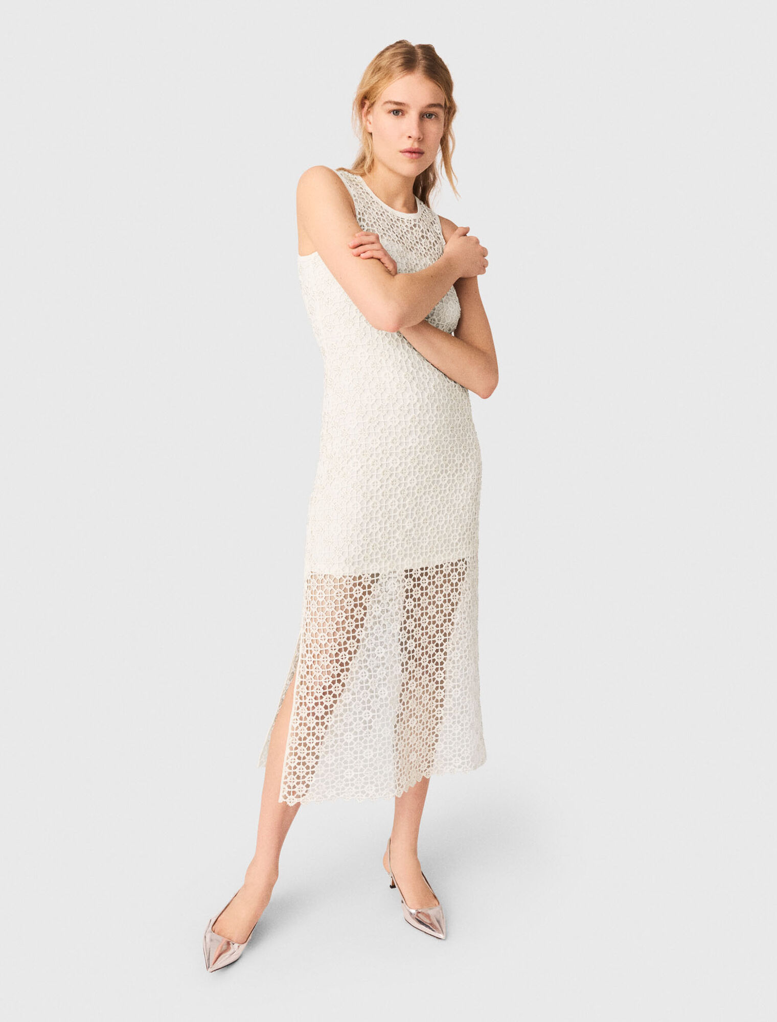 Rhinestone crochet maxi dress