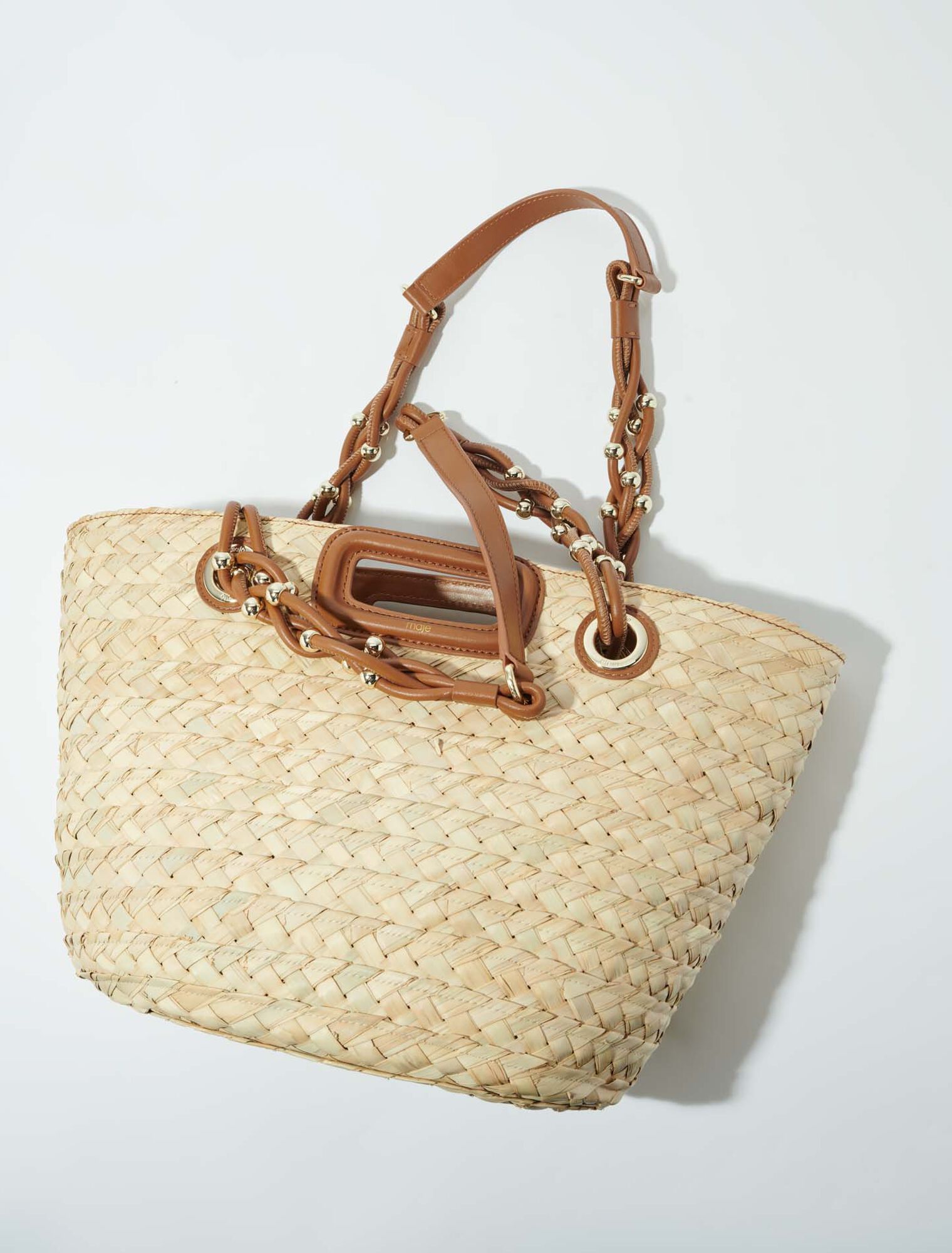 Woven raffia basket bag