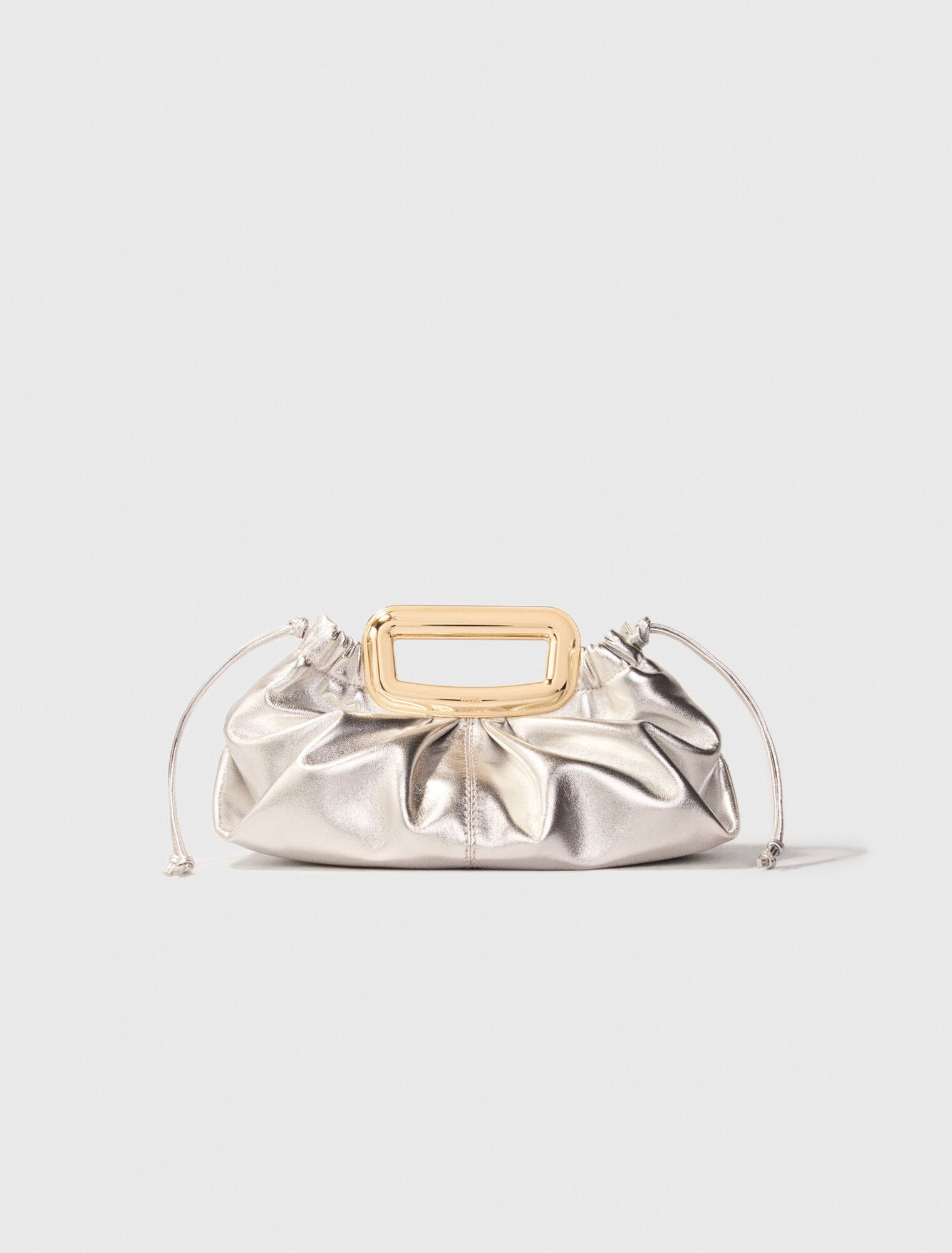 Metal handle metal leather clutch