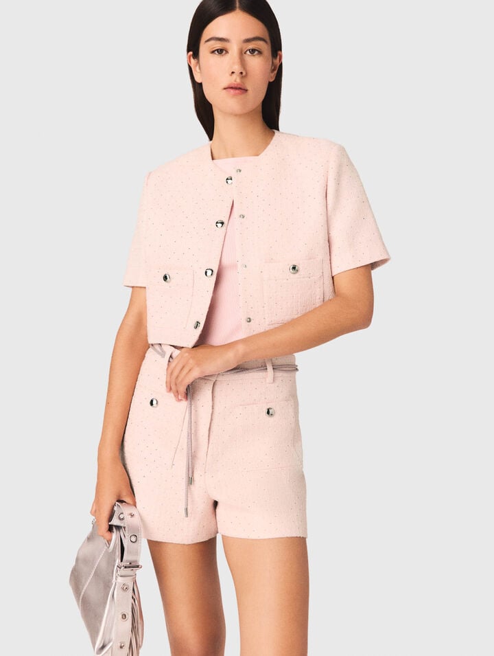 Short-sleeved tweed jacket