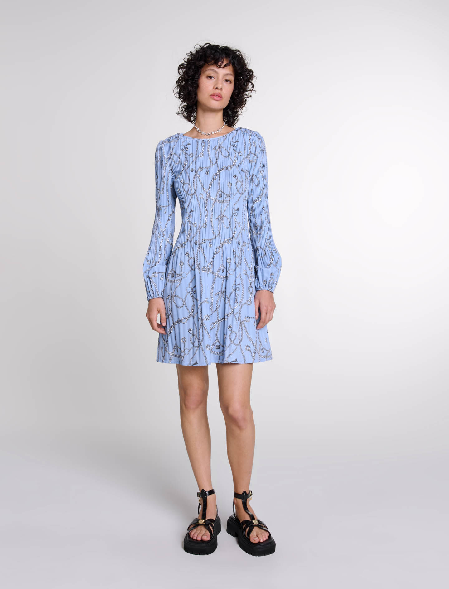 Maje blue and white dress top