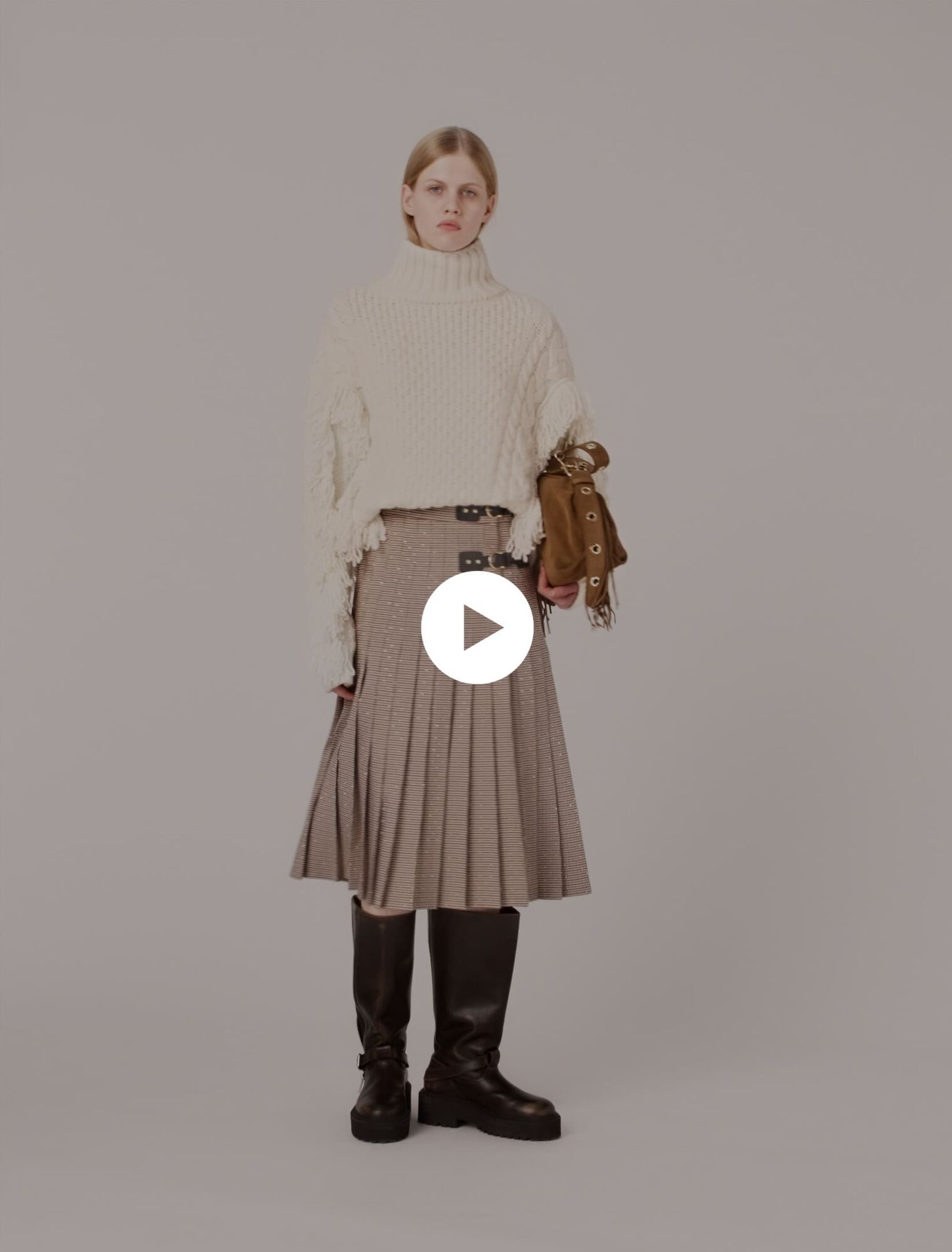 Pleated checked midi skirt
