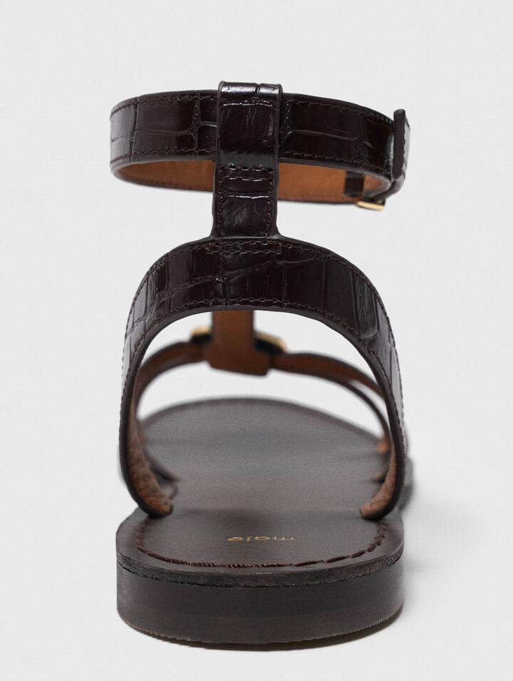 Flat leather strap sandals