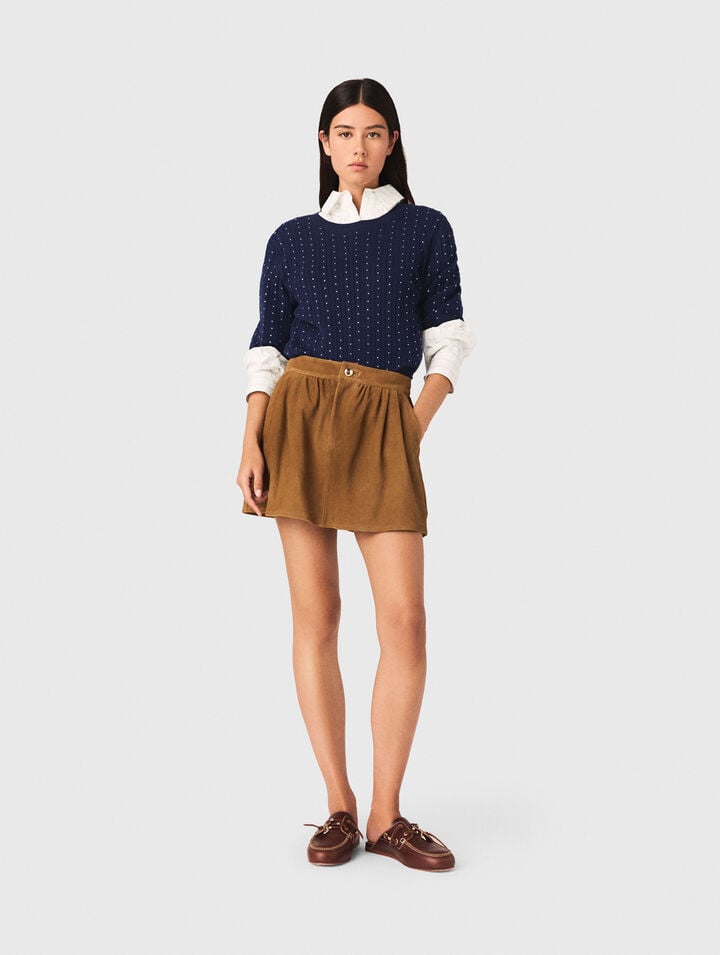 Short suede skirt