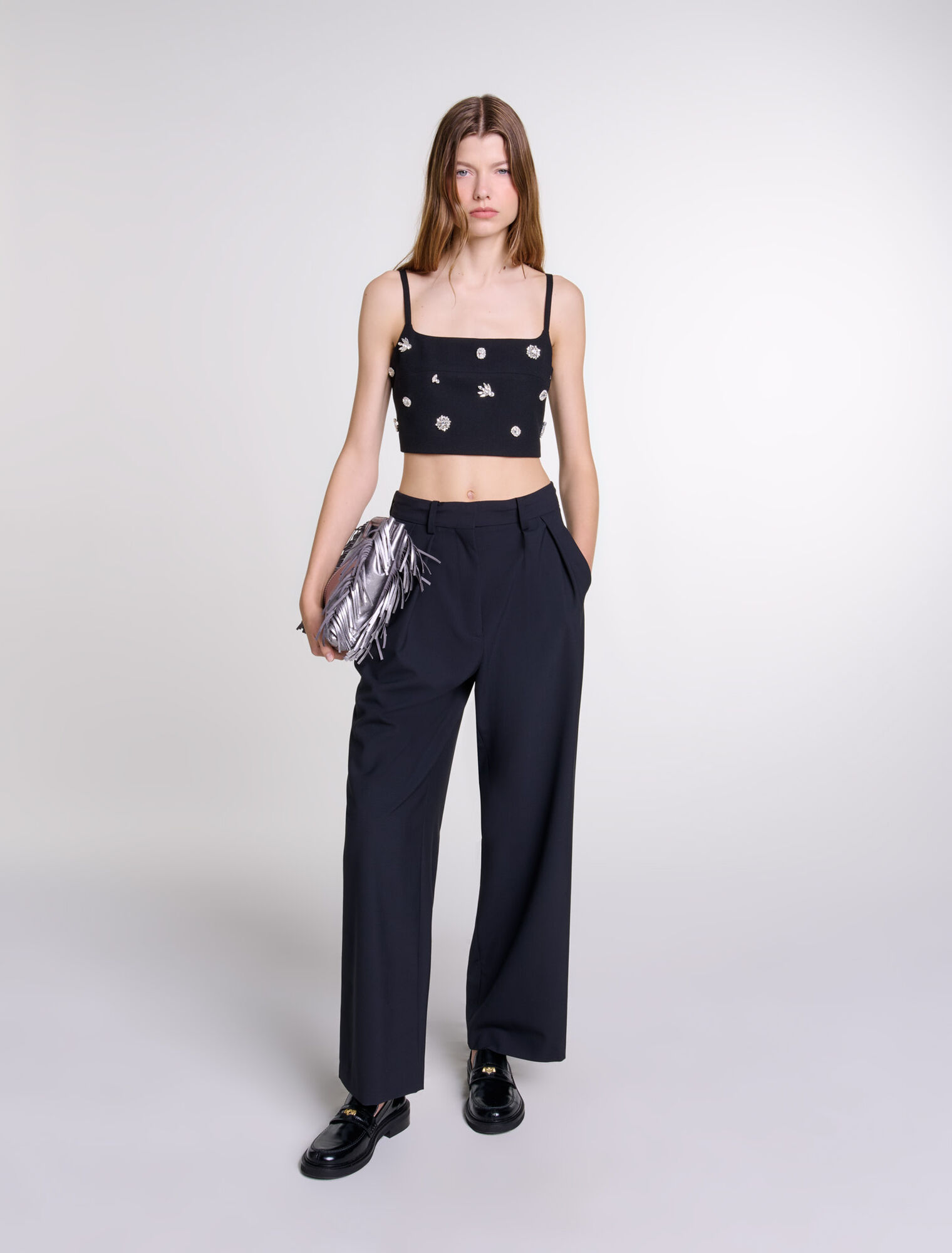 Wide-leg trousers with belt