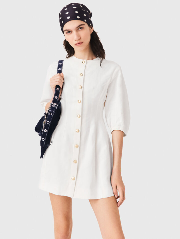 Short linen blend dress