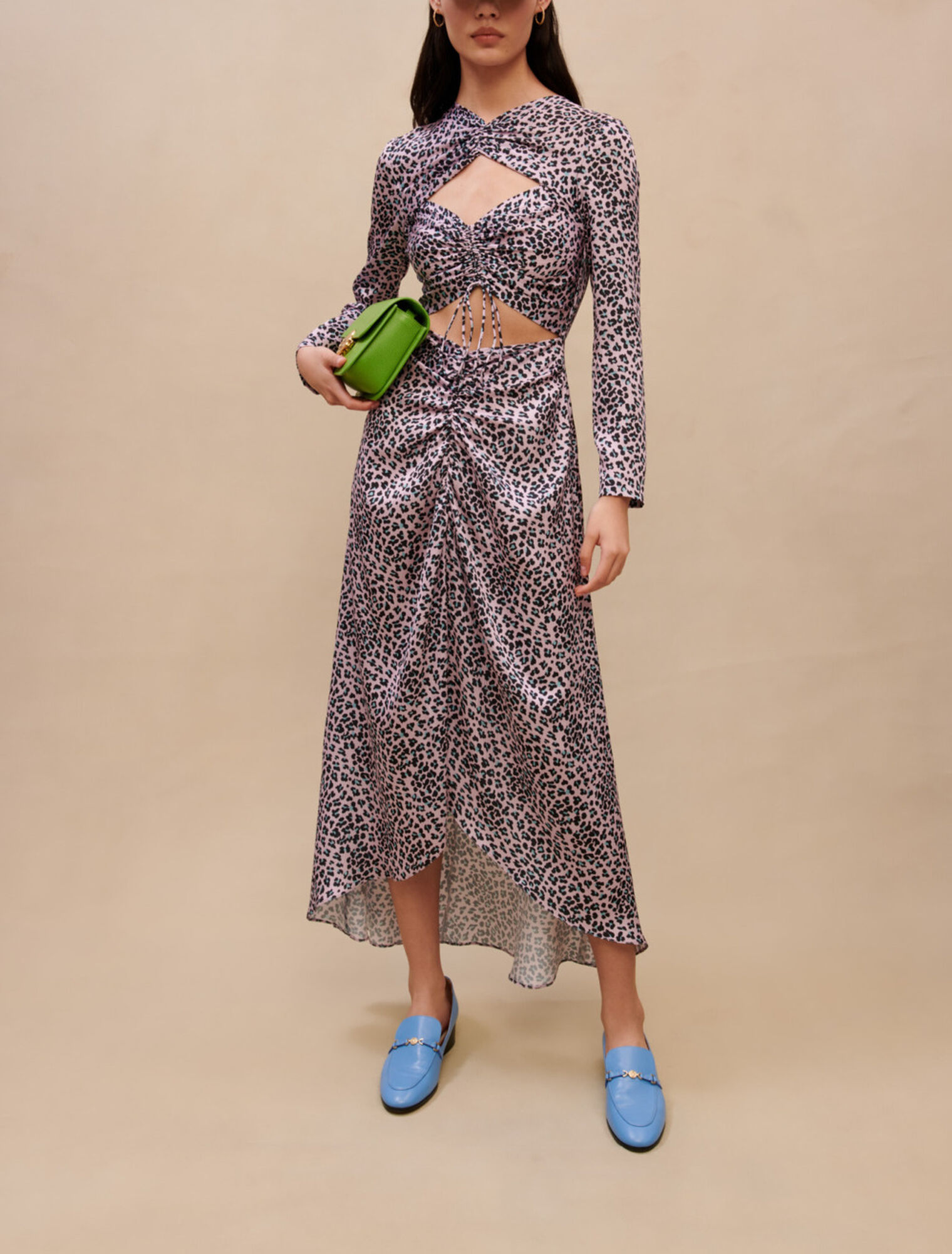 Openwork satin maxi dress