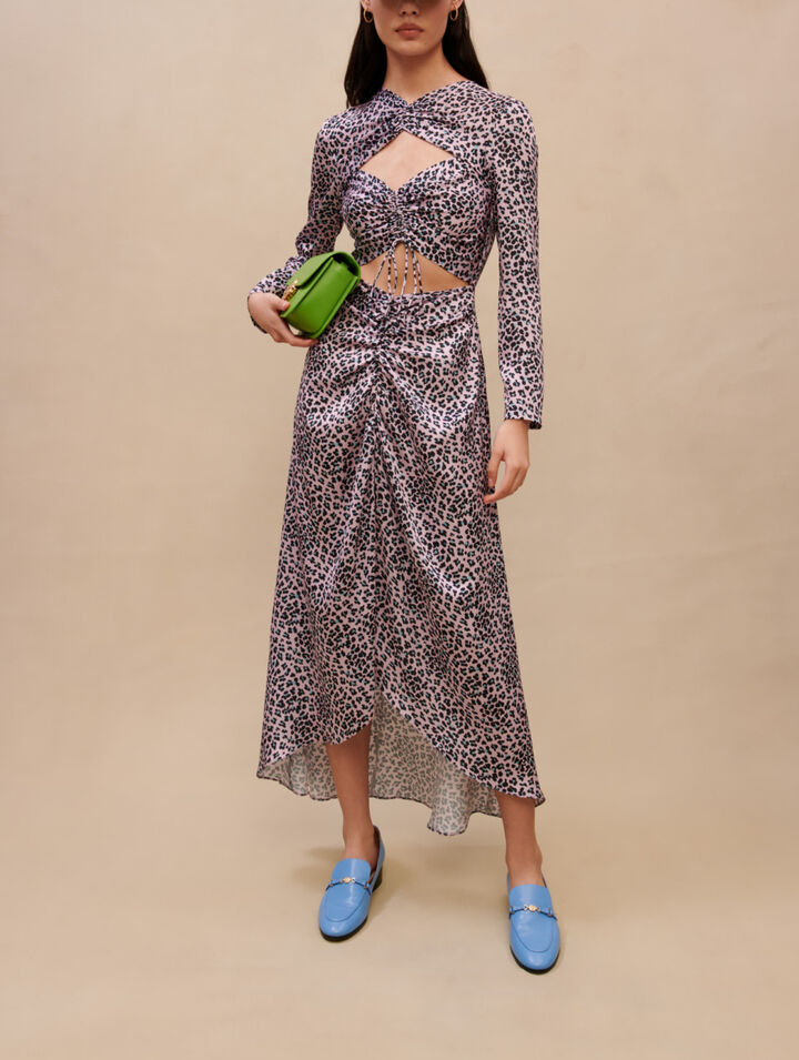 Openwork satin maxi dress