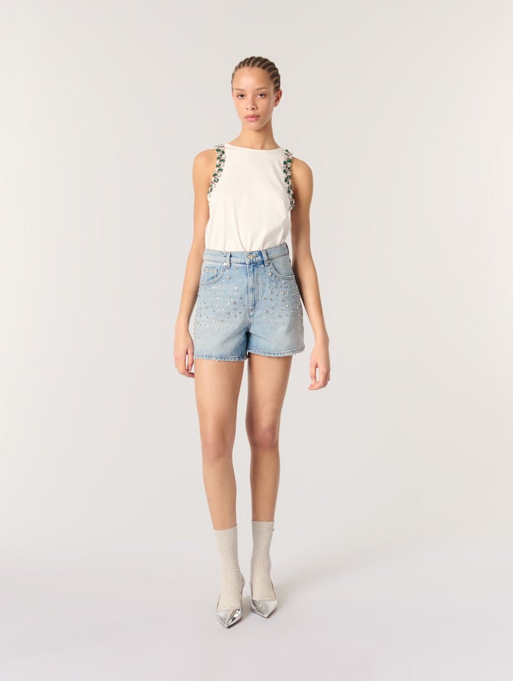 Rhinestone vest top
