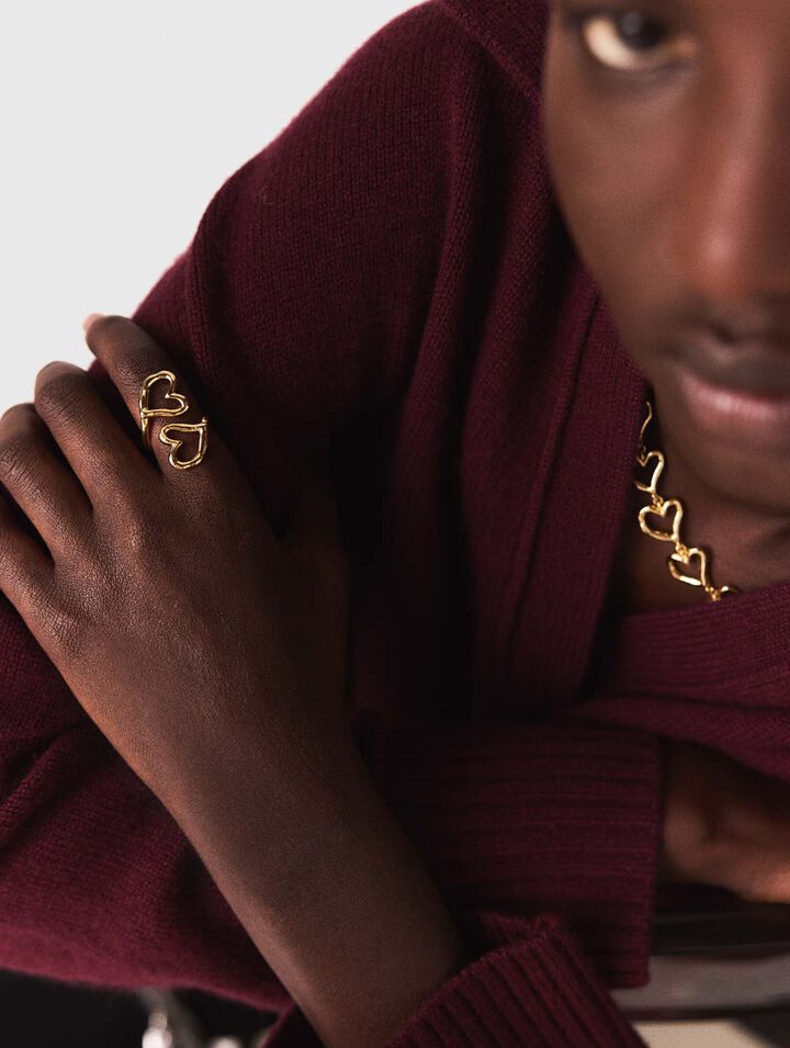 Double gold-plated heart ring