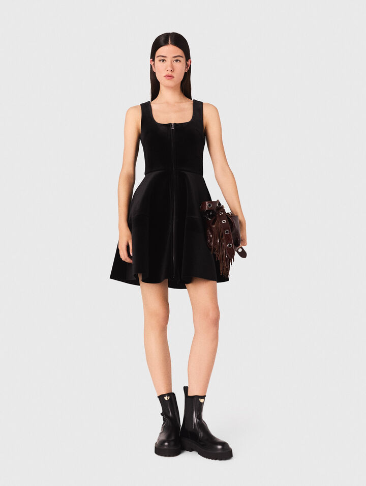 Short velvet skater dress