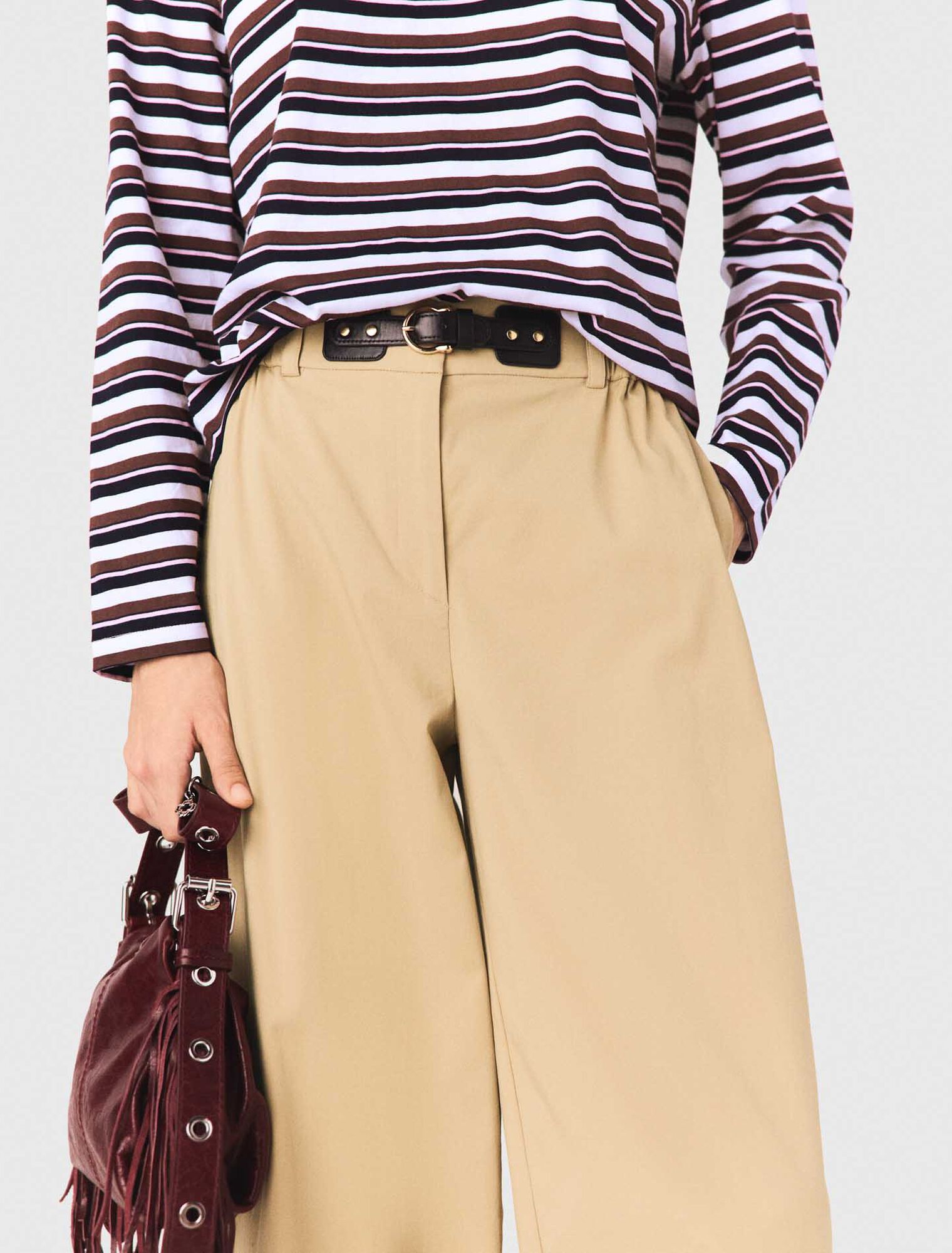Wide-leg cotton trousers