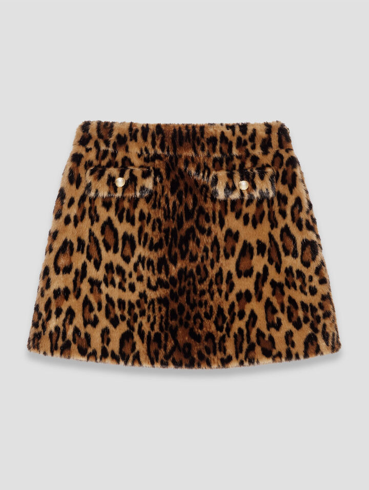 Leopard faux fur miniskirt