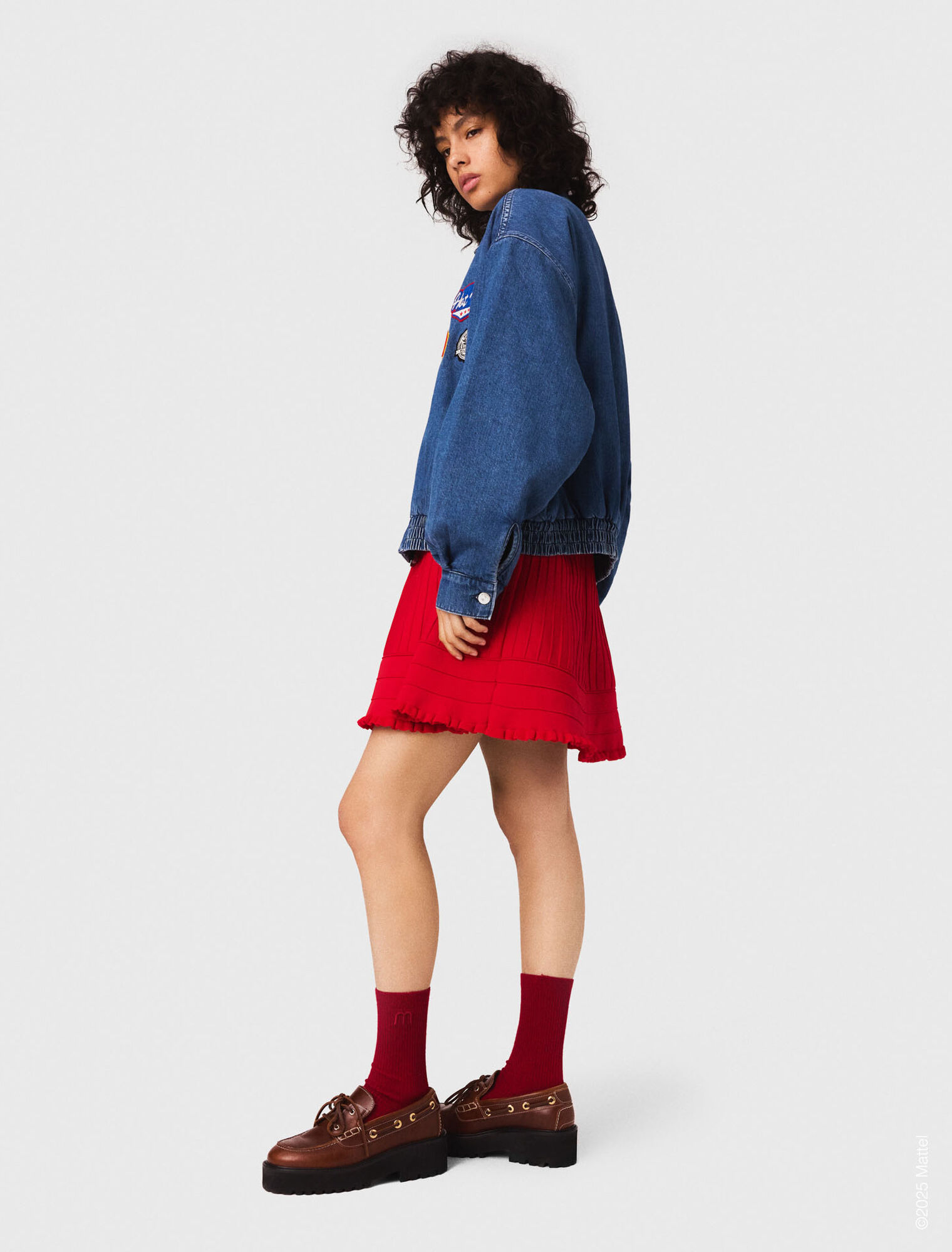 Oversized embroidered denim jacket