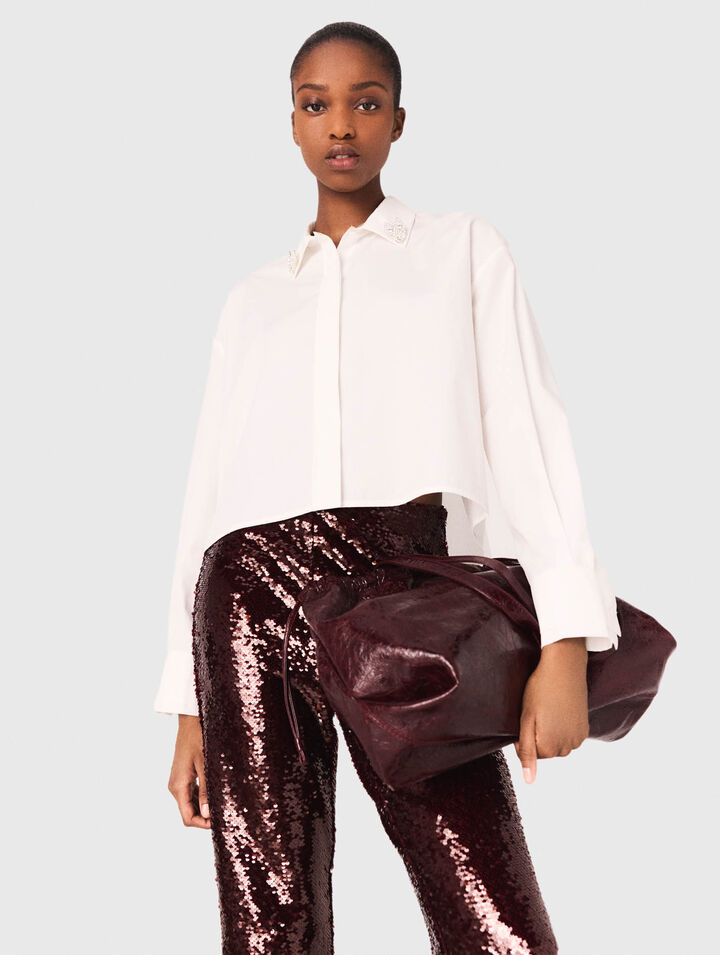 Crackled leather M Tote bag
