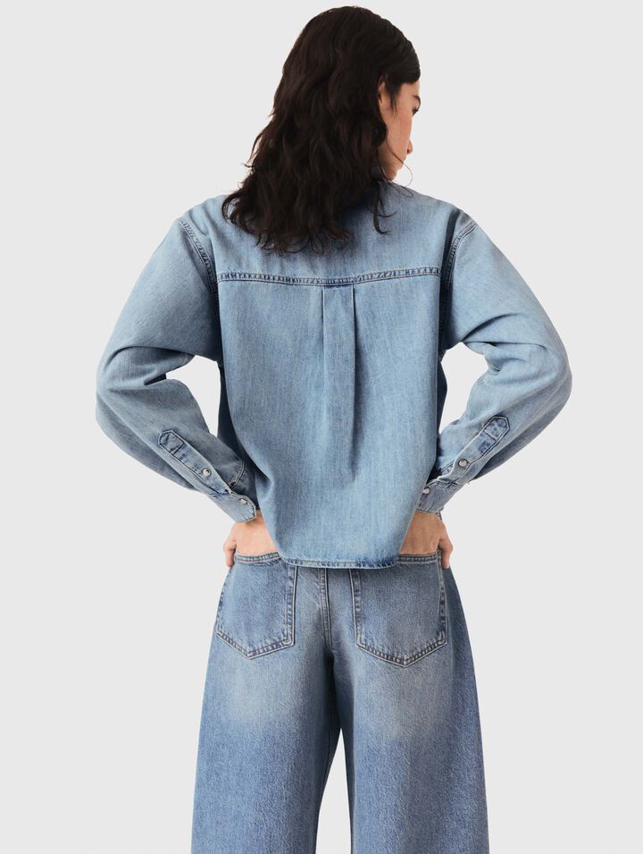 Denim shirt with logo
