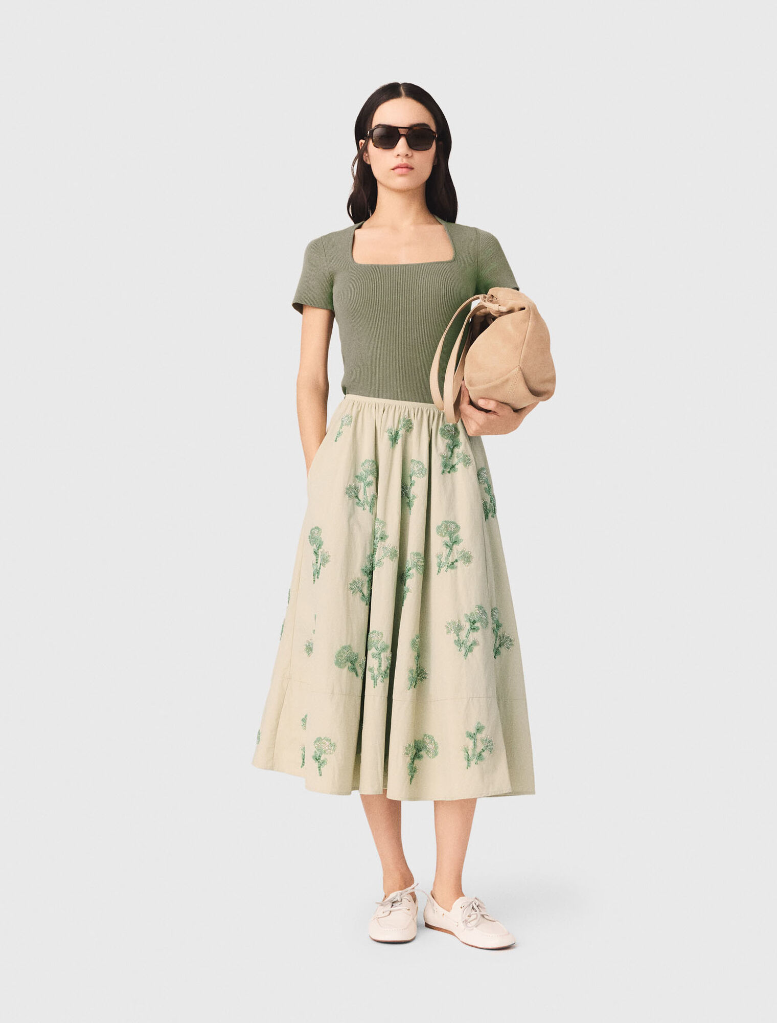 Embroidered technical skirt