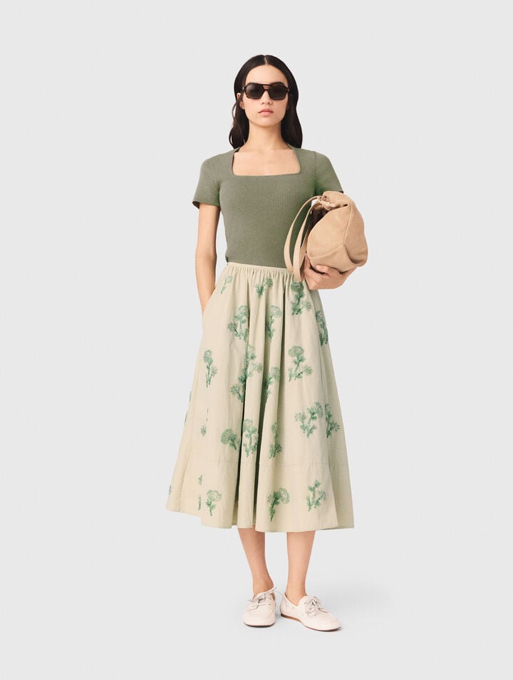 Embroidered technical skirt